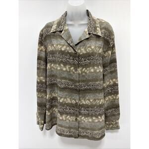 Vintage Leslie Fay Haberdashery Animal Print Long Sleeve Button Blouse Size